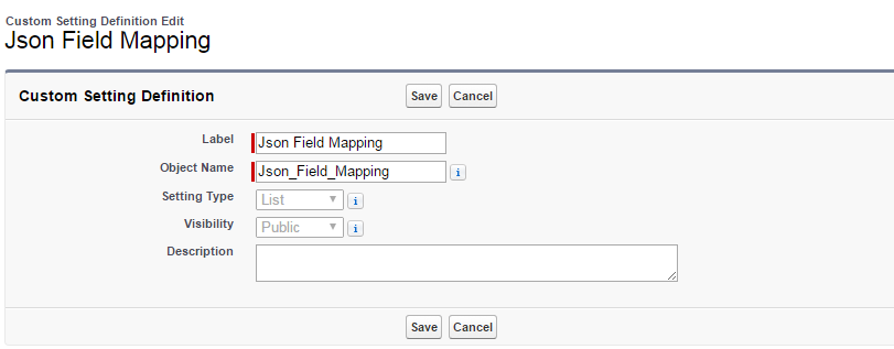 Json Field Mapping Custom Settings