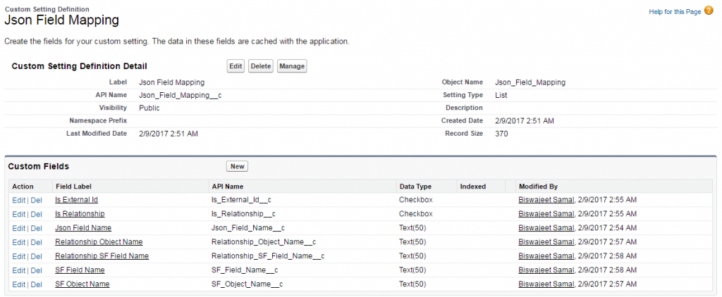 Json Field Mapping Fields