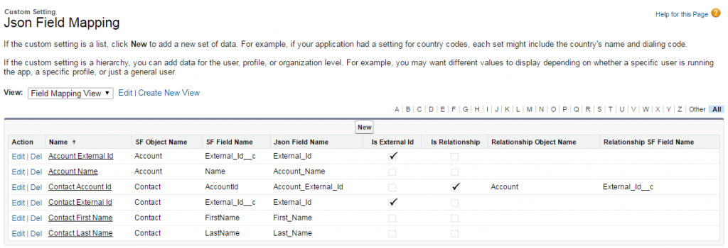 Json Field Mapping Records