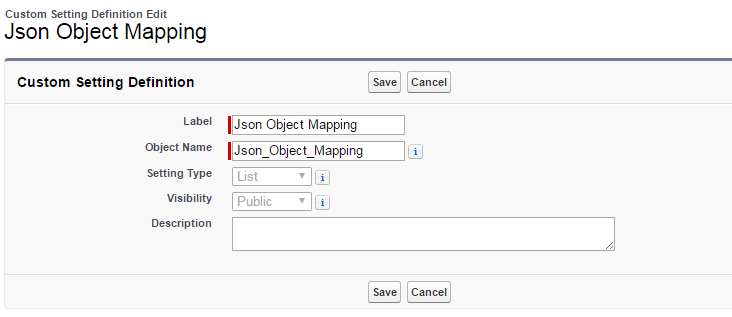 Json Object Mapping Custom Settings